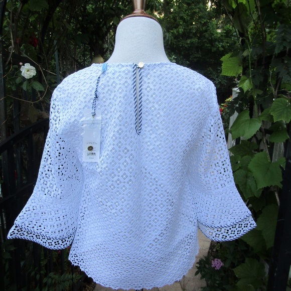 Draper James Lattice Double Bell Blouse Sz8 xD200 - Picture 7 of 7